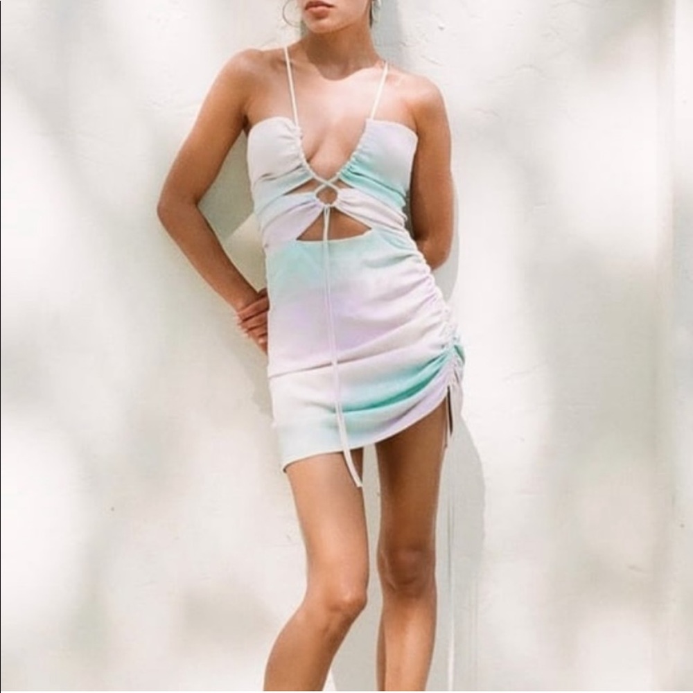 NWT Zara Tie Dye Satin Cut Out Dress